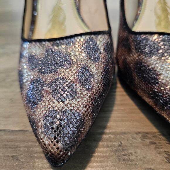 Jessica Simpson Pixy Heels Womens Size 8 Animal Print Shimmer Black Brown Party - Picture 5 of 9